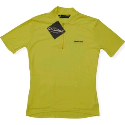 Camiseta deportiva de ciclismo de rendimiento vintage para hombre M 100 % algodón hecha en EE. UU. amarilla nueva con etiquetas  Foto 1 de 4