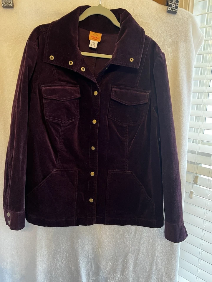 Chaqueta de pana Ruby Rd para mujer 20w ciruela púrpura terciopelo silenciosa de lujo. R2 Foto 1 de 4