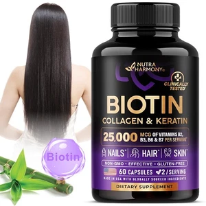 Biotin mit Kollagen und Keratin Kapseln - Gesundes Haar, Nägel und Haut erhalten - Bild 1 von 11