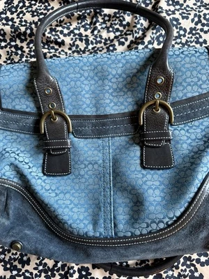VTG Coach 7080 Blue Soho Signature Canvas Jacquard Satchel purse With Suede Trim - Image 1 of 4