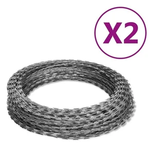 Alambres de afeitar rollos de alambre helicoidal 2 piezas acero galvanizado 328,1' - Imagen 1 de 5
