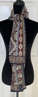 "Bufanda de colección Kathie Lee Collection 100 % seda 58"" X 10"" estampado geométrico colorido" Foto 1 de 4