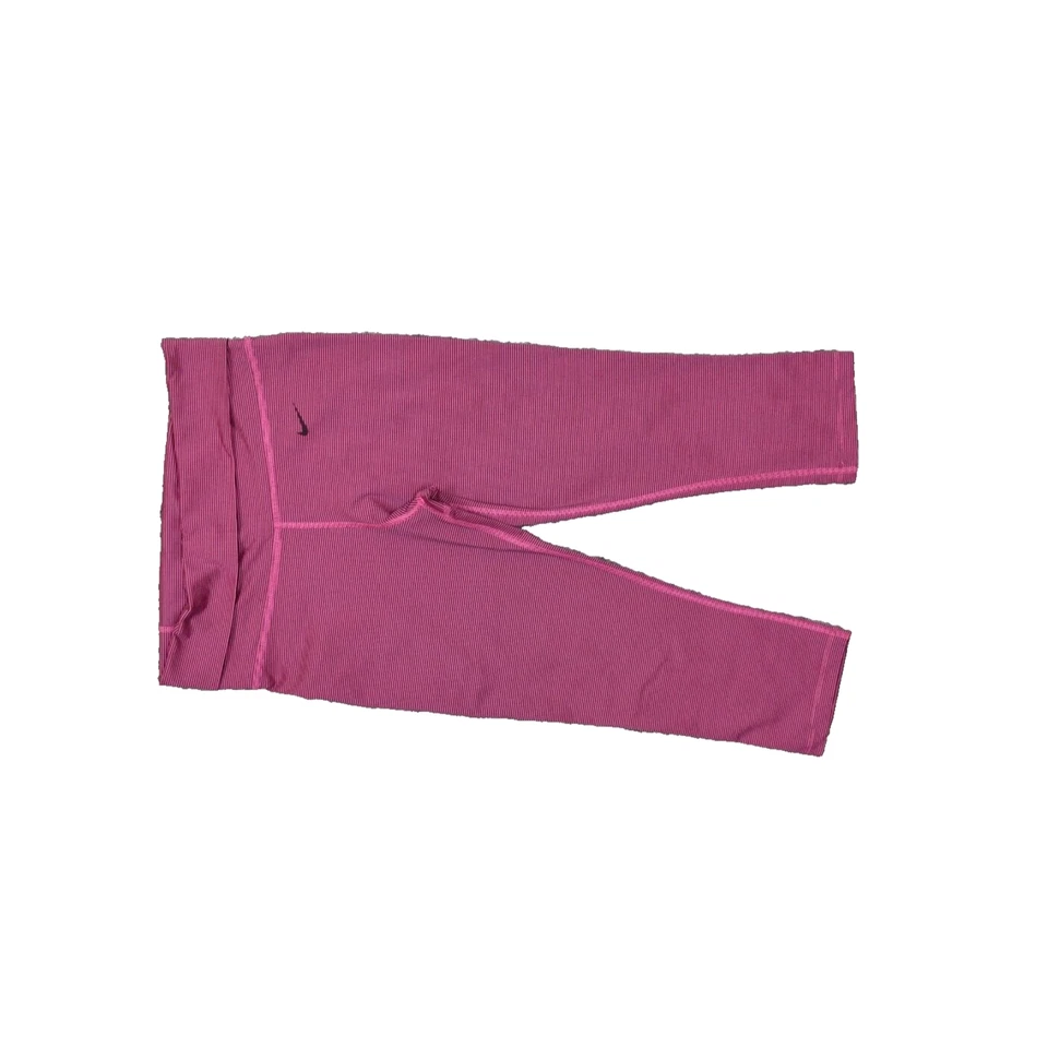 Леггинсы Nike Dri Fit женские размер M брюки-капри розовые полиэстер без застежек в полоску - Изображение 1 из 4