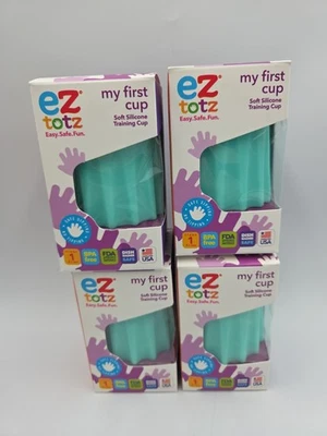 EZTOTZ MY FIRST CUP - тренировочная чашка этап 1 бирюзовый рифленый мягкий силикон 4 в наличии - Изображение 1 из 4