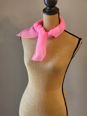 1960s Hot Pink Polyester 26" Square Scarf Made In Japan - Image 1 of 4