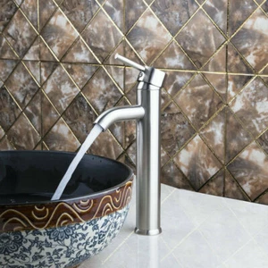 12" Vanity Brushed Nickel Bathroom Basin Sink Mixer Faucet Single Hole Brass Tap - Picture 1 of 6