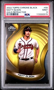 2022 TOPPS CHROME BLACK 99 MATT OLSON GOLD REFRACTOR PSA 9 - Picture 1 of 2