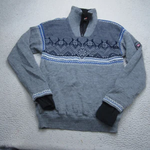 Dale Norway Sweater Mens M Gray 1/4 Zip Nordic Fair Isle Wool Lined Windstopper - Picture 1 of 13