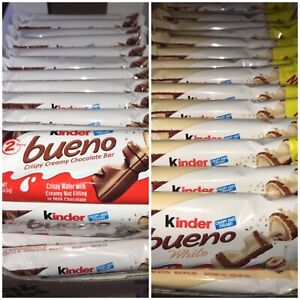 60 Kinder Bueno  Milk  Chocolate & White chocolate 30 Packs Of Each  120 Bars