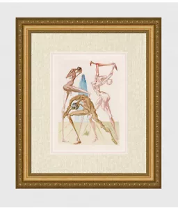DALI 1960 Original Göttliche Komödie Holzschnitt "Die Bewohner von Prato" gerahmt COA - Bild 1 von 3