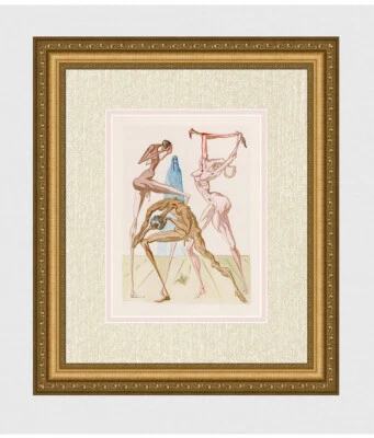 Dalí 1960 Original Divina Comedia Grabado en Madera "Los Habitantes de Prato" Enmarcado Certificado de Autenticidad Foto 1 de 3