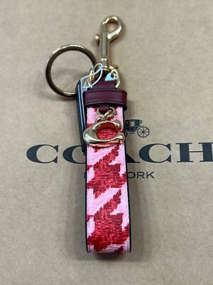 Bolso tipo bucle COACH CK069 con estampado de pata de gallo FOB dorado/rosa/rojo Foto 1 de 4