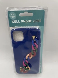 NEW Cell Phone Case for Apple iPhone 11 Blue/w multi-color chain - Zdjęcie 1 z 2