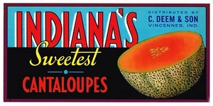 ORIGINAL 50ER JAHRE KISTENETIKETT VINTAGE INDIANA'S BEST VINCENNES INDIANA CANTALOUPE - Bild 1 von 1