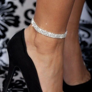 10CT Round Cut Lab Created VVS1 Diamond Women's Anklets 14K White Gold Finish - Picture 1 of 5
