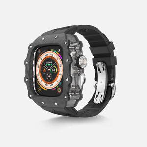 AP Mod Kit Carbon Fiber Cas for Apple Watch Series 9 8 7 Ultra Fluororubber Band