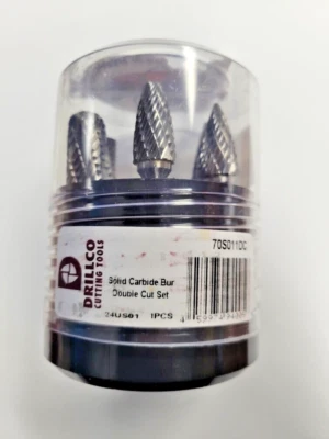 HERRAMIENTAS DE CORTE DRILLCO JUEGO DE 5 REBABAS DE CARBURO 1/4" DOBLE CORTE HECHO EN EE. UU. Foto 1 de 3