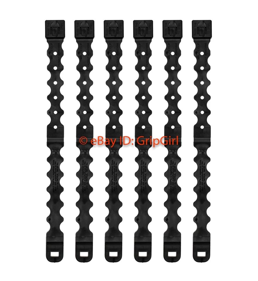 Paquete/Lote de 6 clips tácticos de lucha de sastre ligeros largos negros MALIZA MOLLE Kydex OTW Foto 1 de 1