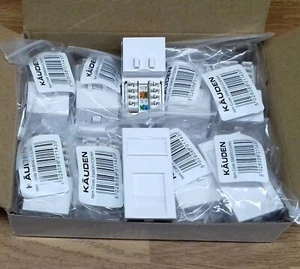 10x Kauden CAT6 RJ45 Data Modules 25x50mm Fit in all Universal Faceplates White - Picture 1 of 2