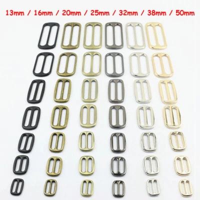 13mm 16 20 25 32 38 50mm Seamless Solid Metal 3-Bar Slider Tri Glide Belt Buckle - Image 1 of 4