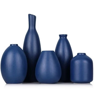 Blue Ceramic Vase - Set of 5 Blue Bud Vases Modern Farmhouse Navy Blue Decora... - Picture 1 of 7