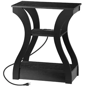 3 Tier End Table Small Bedside Table Nightstand for Bedroom Living Room Black - Picture 1 of 15