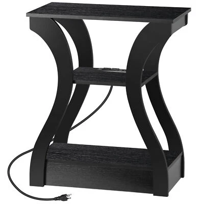 3 Tier End Table Small Bedside Table Nightstand for Bedroom Living Room Black - Image 1 of 4