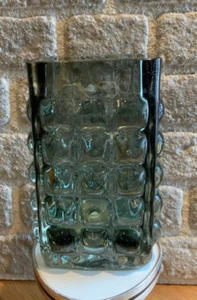 70er Jahre Blockvase Bubble Glasvase grau/grün - Bild 1 von 6
