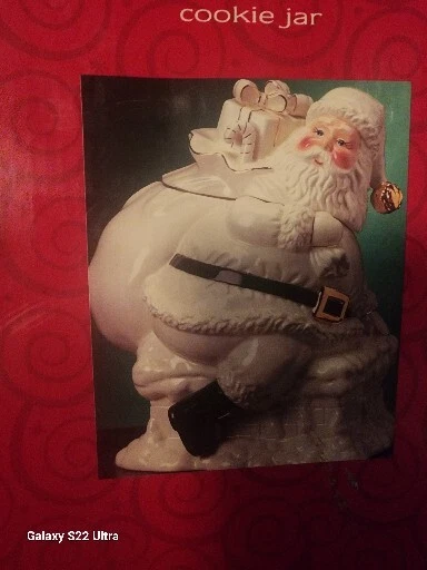 Tarro de galletas SANTA Navidad oro blanco cerámica hogar para las fiestas Santa con caja Foto 1 de 3