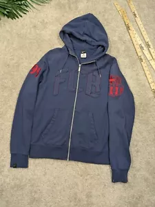 Nike FCB Barcelona Sweatshirt Mens Medium Blue Hoodie Full Zip Cotton Soccer - Picture 1 of 12