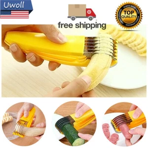 1/2 PCS Banana Slicer Fruit Knife Kitchen Gadget Bar Tools Veggie Cutter Peeler - Picture 1 of 9