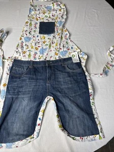 Dr. Seuss Sewing Bib Apron Homemade adjustable jeans pockets crochet knitting - Picture 1 of 19