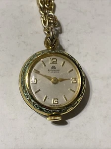 Vintage Bucherer Anhänger Uhr Halskette Skelett Panoramakugel 17J Schweizer Werke - Bild 1 von 6