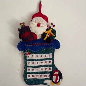 Handmade Vintage Fabric Christmas Advent Calendar Santa Quilted Stocking - Bild 1 von 13