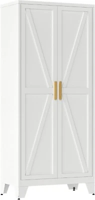 Cofar 71"Farmhouse Metal Storage Cabinet With Barn Doors For Home,Office,Kitchen