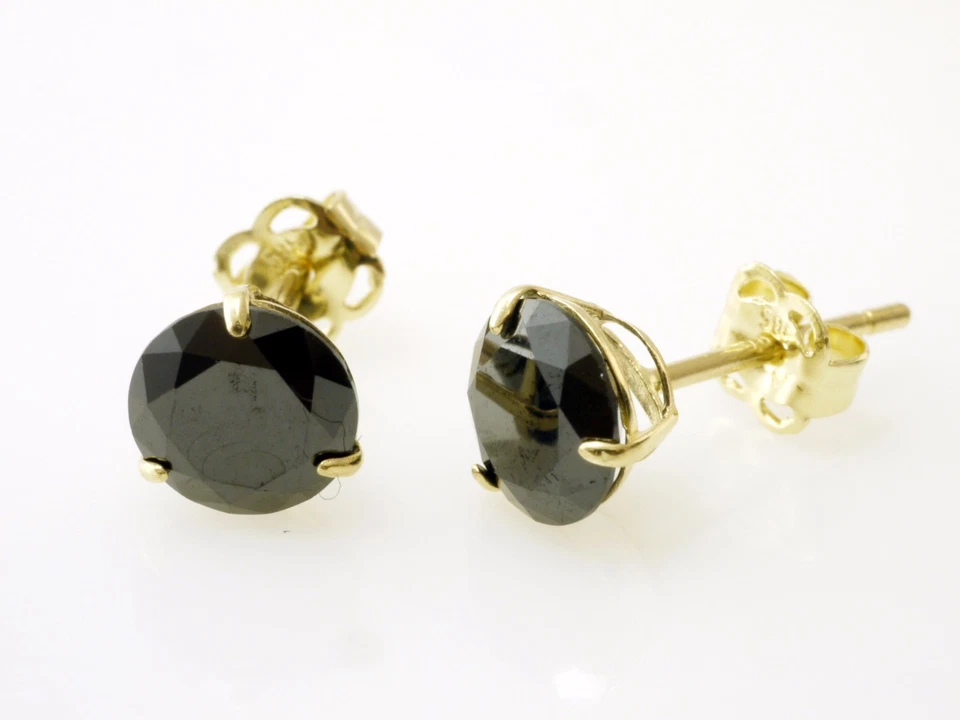 585 Gold Ohrstecker 1 Paar 6 mm schwarze Zirkonia  mit 3 Krappen  Ohrring - Bild 1 von 1