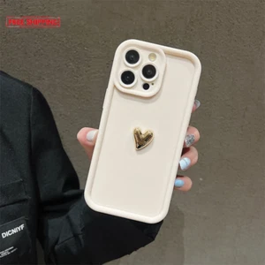 3D Gold Herz Silikon Soft Handyhülle für iPhone 15 14 13 12 11 16 Pro Max XS X - Bild 1 von 17