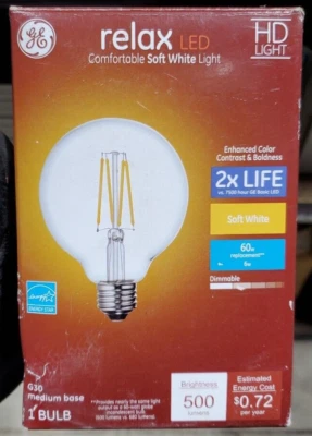 *NEW* GE Relax 40-Watt G30 M Base Soft White Dimmable Globe Bulb LED - Image 1 of 4