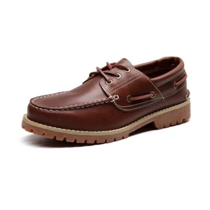 Mens UK8/EU42 Quality Brown Cowhide Leather Classic British Deck Boat Shoes - Picture 1 of 9