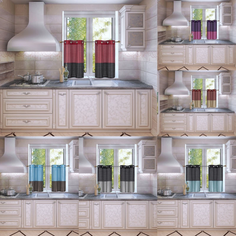 WINDOWTREATMENTQUEEN HEIDI 1SET KITCHEN 2 TONE COLOR SMALL PANELS WINDOW CURTAIN DRAPE TIER 36" LONG