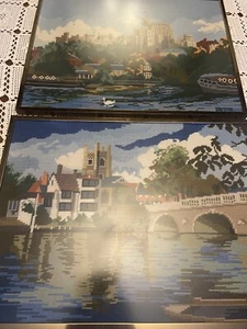2 Large Framed Glazed Tapestries Henley & Windsor Castle 17.5 x 23" 1979/80 - Picture 1 of 24
