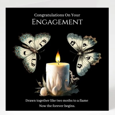 Engagement Card with Matching Gift Tag / Gothic Theme, Gothic Style, Couple - Image 1 of 4