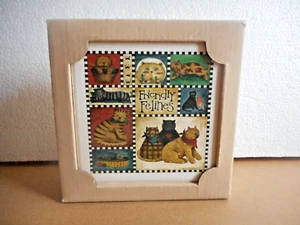 Highland Graphics Debbie Mumm Friendly Felines saugfähige Fliesenuntersetzer 4er Set - Bild 1 von 2