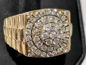 2 Ct Round Real Moissanite Men's Engagement Ring 14k Yellow Gold Plated - Picture 1 of 2