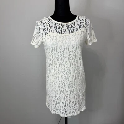Forever 21 Dress juniors ladies Small White Crochet Overlay Sleeveless - Image 1 of 4