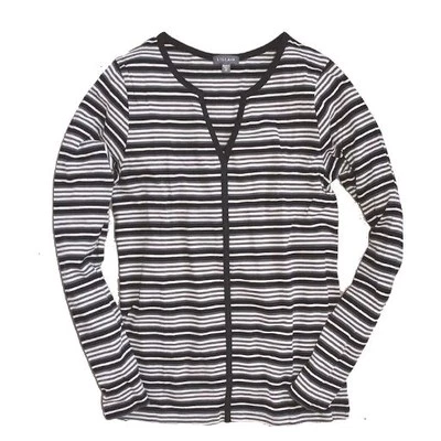 Camiseta de algodón Pima a rayas negra/gris/blanca Lilla P. - XS - NIP - para mujer Foto 1 de 3