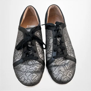 Fit Flop Women's F-Sporty Black Snake Skin Leather Sneaker Size 8.5 - Picture 1 of 5