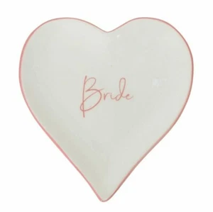 BRIDE HEART TRINKET PLATE WEDDING RING BOX DISH ENGAGEMENT LOVE proposal groom - Picture 1 of 1
