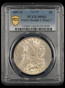 1887 O $1 VAM 2 Double 1 Triple 7 Top 100 PCGS MS63 - Bild 1 von 2