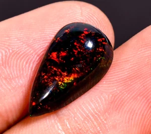 4.4 Ct Multi Fire Black Ethiopian Opal Pear Shape Opal Loose Gemstone 16X9X6 mm - Picture 1 of 5